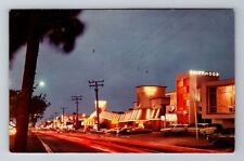 Miami Beach FL-Florida, Night View Motel Row On Collins Avenue Vintage Postcard picture