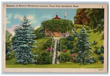 c1950's Entrance Barney's Mausoleum Forest Park Stairs Springfield MA Postcard picture