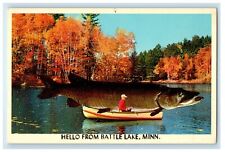 c1930's Boat Caught Big Fish Battle Lake Minnesota MN Unposted Vintage Postcard picture
