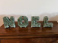 Vintage Lipper & Mann Green Ceramic Noel Candle Holders picture
