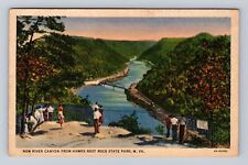 Hawks Nest Rock St Park WV-West Virginia, Canyon Bridge Vintage c1938 Postcard picture