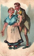 Vintage Postcard 1910's Mistakenly Touched A Man Wearing Woman's Attire-Comic picture