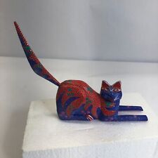 Pablo Sosa Hernandez San Martin Made in Mexico Cat Carved Wooden Deco Folk Art picture