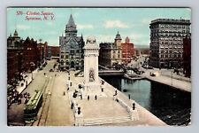 Syracuse NY-New York, Bird's Eye Clinton Square, Antique Vintage c1911 Postcard picture