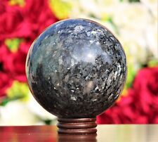 Small Silver Larvikite Stone Crystal Healing Meditation Metaphysical Sphere 5.5