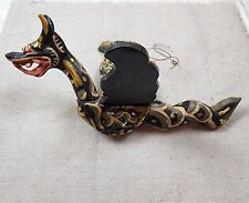 VTG Wood Carved Winged Flying Dragon Garuda Demon Gaga Handmade Black Bali Art picture