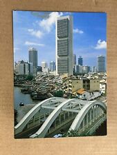 Postcard Singapore River Bridge Boats Vintage PC picture