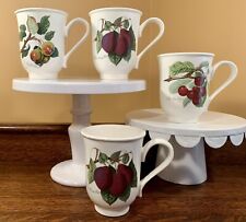Lot Of 4 Retired Portmeirion POMONA Mugs: Fruit • Cherries Plums Pears Blossoms picture