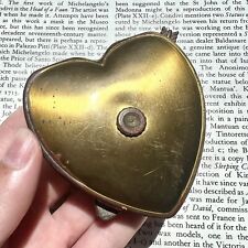 Rare Antique 1930s Art Deco Brass Heart Powder Compact Rutger’s University picture