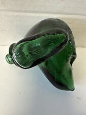 Vintage Green Glass Dachshund Dog Head Decanter Stopper Top Empoli Italy picture