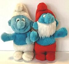 Lot 2 Papa Smurf 6” Mini Plush Wallace Berrie & Co. 1981 Vintage Nutshell picture