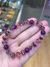 8.2mm Natural Brazil Super Seven 7 Melody Amethyst Crystal Round Beads Bracelet picture