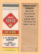 J H PATTERSON { LUMBER } { DEVOE PAINT } { 2-SIDED } MATCHBOOK COVER picture