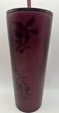 Starbucks Maroon Purple Plum Rose Stainless Steel Tumbler 24 oz, Floral Cold Cup picture