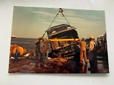6x4 NY NYC TRANSIT BUS ON CRANE IN WATER PHOTOGRAPH EDGEWATER PIER COLLAPSE 1983 picture
