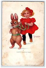 1907 Easter Rabbit Girl Bernhardt Wall Quicksburg Virginia VA Antique Postcard picture