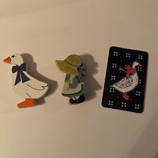 Vintage Goose And Primitive Girl Refrigerator Magnets Lot Of 3 picture