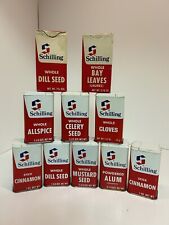 Vintage Retro Metal Spice Tins & Boxes Schilling  Empty Various Spices USA picture