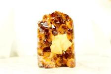 Citrine Cluster with Amber Citrine Color and Calcite covered by Sugar Druzy picture