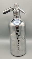 Vintage 1930s Chrome Soda King Seltzer Bottle Syphon Art Deco Bubbles Fish Waves picture
