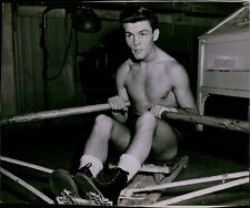 LG854 1951 Original Photo TOMMY COLLINS Lightweight Boxing Figher Rowing Machine picture