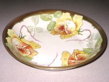 Vintage Limoges France Hand Painted Bowl Plate Yellow Rose Floral Signed T. Lug picture