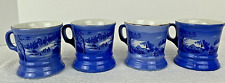 Set of 4 Currier and Ives Homestead in Winter Blue Coffee Mugs Cups Vintage picture