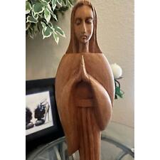 MCM Vintage Madonna Virgen Mary Hand Carved Wooden Minimalist Figure  picture
