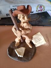 Tom Schoolcraft Vintage Baseball Batter Cowboy Pottery Clay Sculpture With Bat picture
