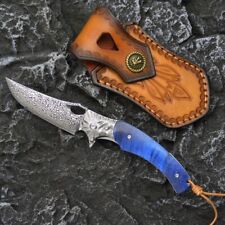 8'' New Fast Opening VG10 Damascus Blade Wood Handle Pocket Folding Knife VTF29 picture