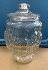 Vintage 1970s Libbey Wise Old Owl Themed Cookie Jar Clear Glass picture