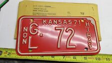 Antique 1971  Greeley  County   KANSAS  License Plate Non Highway   Tag GL72 picture