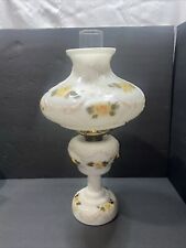 Antique 1867 Embossed Painted Milk Glass Oil Lamp picture