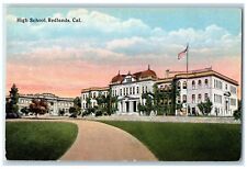 c1910's High School Building Car Road Exterior Redlands California CA Postcard picture
