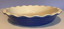 Emile Henry Pie Plate Dish Scalloped Ruffled Edge Blue 10 1/4” Made in France picture