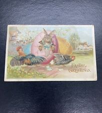 Embossed Easter Postcard; Easter Bunny / Fantasy/ Easter Greetings 1909 picture