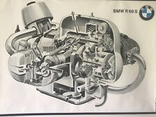 ORIGINAL R69S CUTAWAY ENGINE ARTWORK BMW MOTORCYCLE DEALER SHOWROOM POSTER picture