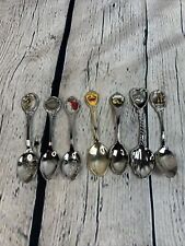 Vintage Lot of 7 Collectible Souvenir Spoons w/charms States & Landmarks USA picture
