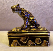 RARE JAY STRONGWATER LEOPARD BOX Handcrafted Metal Hand Enameled and Crystals. picture