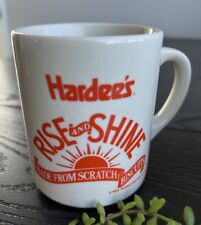 Vintage 1993 Hardee's Rise and Shine Retro Ceramic Coffee Cup Mug Orange White picture