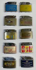 Lot of 10 Vintage slim pocket lighters, enameled with advertising, various makes picture