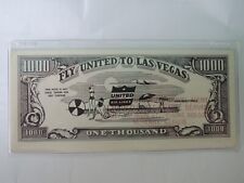 1954 Las Vegas Loot 1000 Dollar Bill. Fly United to Las Vegas. United Air Lines picture