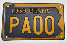 1939 Pennsylvania Sample License Plate picture