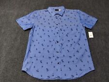 NWT Disney Shirt Adult Large Blue Denim All Over Print Short Sleeve Mickey Mouse picture