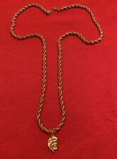 Goldtone 24” Christ Head Crown of Thorns Necklace/Chain-Medal is Removable-EUC picture