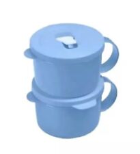 Tupperware Crystalwave Microwave Safe Soup Mug Set Of 2 Blue New picture