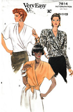 Vogue Pattern 7814, c1990, Misses Fitted Wrap Top, Size 8-10-12, FF picture
