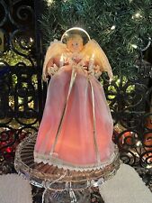 VTG 10 Light Porcelain Head Angel Christmas Tree Topper~Beautiful Blush Pink picture
