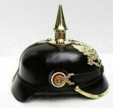 German Pickelhaube Leather Helmet Bavarian Black Leather & Brass  Gift picture