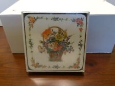 English Life Boxed Set of 6 Coasters - Flower Basket - NIP picture